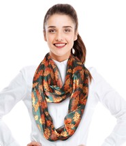 Fashion Autumn Fall Leaves Infinity Scarf Silky Feeling Scarf, Made in K... - £10.19 GBP