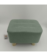 美家福家居 Indoor furniture Modern Linen Fabric Ottoman with Wooden Legs, Green - $550.79 MXN