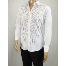 Men CEREMONIA Turkey Shirt 100% Cotton Fancy Rhine Stone #Roma 13 White Slim Fit image 4