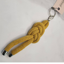 Nautical Figure 8 Knotted Rope Keyring Key Chain Bag Charm Mustard Yellow - £11.85 GBP