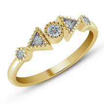 14K Yellow Gold Plated 0.09 Ct Round Cut Diamond Fashion Ring For Womens Gift - £96.31 GBP