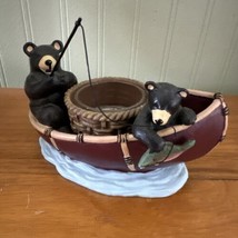 Yankee Candle Tealight Lodge Boat Candle Holder Fishing Bears Black Bears - £10.27 GBP