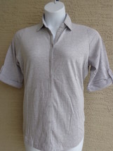  Being Casual Cotton  XL-1X Jersey Knit Button Tab 3/4 Sleeve Button Front Top  - £8.93 GBP