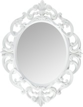 Oval Vintage Wall Mirror, White, 11 X 15 Inches, Kole Imports. - $35.97