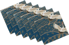 Zzwwr Three Cranes and Multiple Patterned Japanese Traditional Cloth Napkins, Se - £36.90 GBP