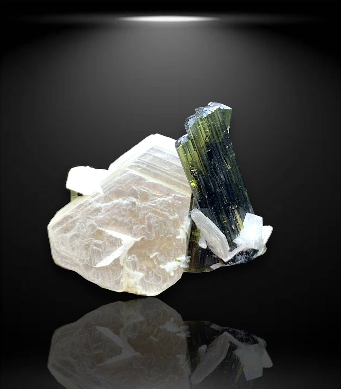19 Gram Green Cap Tourmaline Crystal Combine with Muscovite Specimen, As... - $190.00