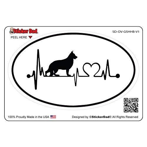Oval German Shepherd Heartbeat V1 Full Color Printed Sticker by StickerD... - $3.95