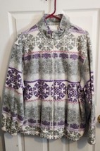 Alfred Dunner Artic Fleece Full Zip Jacket Embellished Snow Flake Patter... - $19.95
