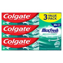 Colgate Max Fresh with Whitening Toothpaste with Mini Breath Strips, Clean Mint  - £26.37 GBP