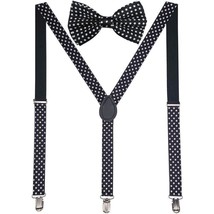 Men AB Elastic Band White Dots Suspender With Maching Polyester Bowtie - €4,14 EUR