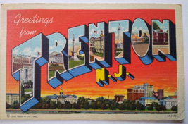 Greetings From Trenton New Jersey Large Letter Postcard Linen Curt Teich... - £9.00 GBP