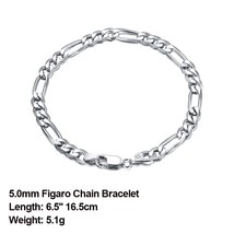 Premium Quality 925 Sterling Silver Italian 6.5MM Figaro Link Chain Bracelet for - $57.27