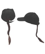 NOVELTY BASEBALL HAT WITH LONG BROWN BRAIDED PONYTAIL HAIR costume dressup - $19.07 CAD