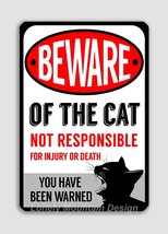 Beware of the Cat Funny Warning Sign Art 8&quot; x 12&quot; FLAT Novelty Aluminum Sign - £15.97 GBP