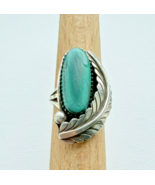 NAVAJO VINTAGE 925 STERLING SILVER NATURAL MALACHITE ORNATE RING SIZE 7.5 - $68.31