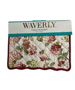 Waverly Quilted Table Runner Pink Hydrangea Reversible Striped French Co... - $458.55 MXN
