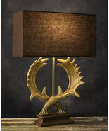 Western Rustic Vintage 2 Entwined Elk Moose Antlers Sculptural Table Lam... - €85,94 EUR