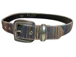 Elite Accessories Fabric Beaded Edge Leather Lined Belt Size Small Made in USA - £15.48 GBP