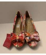 Dexflex Comfort Womens 8.5 Floral Wedge Bowtie Heels Colorful Peep Toe S... - $379.80 MXN