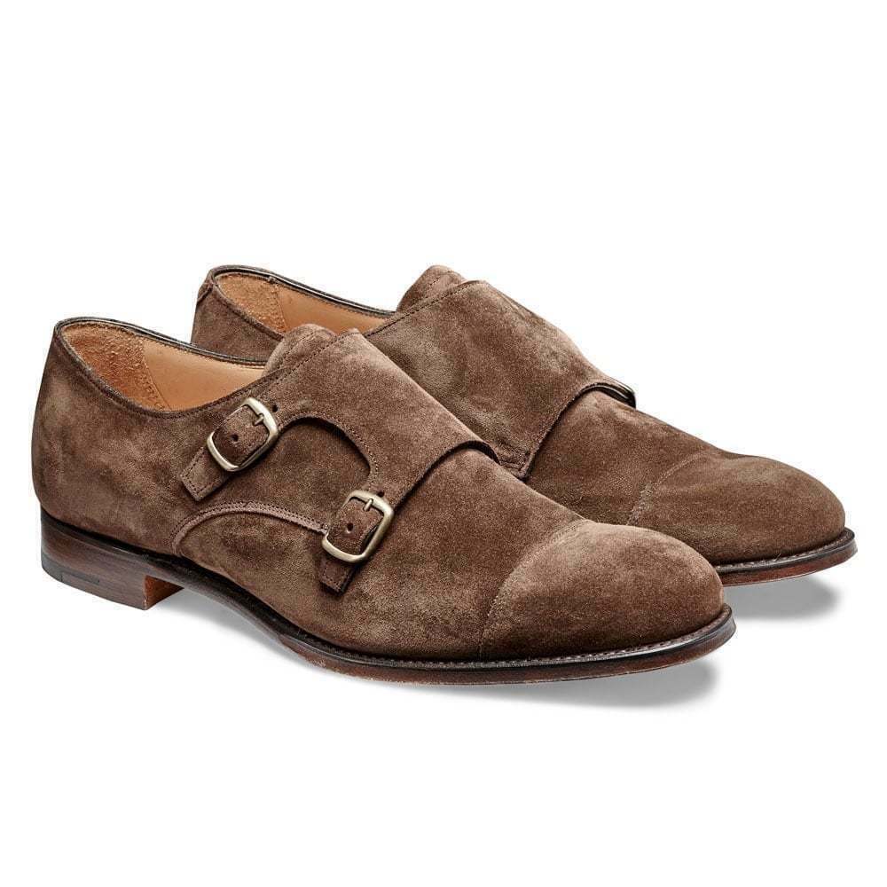 Handmade Men's Genuine Brown Suede Double Monk Strap Classic Formal Shoes  2019