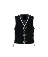 Mens Motorcycle Biker Black Suede Leather Vest Waistcoat Spanish Braid &amp;... - $110.00