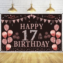 Happy 17Th Birthday Decorations For Girls - Pink Rose Gold 17 Birthday B... - £21.98 GBP