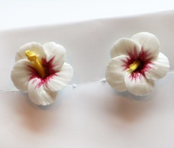 Vintage Made in England Porcelain Flower Clip On Earrings DAMAGED Repurpose - £10.27 GBP