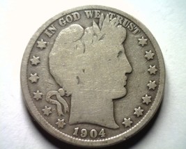 1904 Barber Half Dollar Good+ G+ Nice Original Coin From Bobs Coins Fast Ship - $24.00