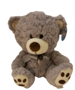 Linzy Toys Inc Teddy Bear Grey Soft Stuff Animal Bear Plush 12” Ribbon - £5.99 GBP