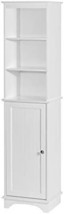 Spirich Home Freestanding Storage Cabinet With Three Tier Shelves, Tall, White - £94.92 GBP