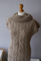 Vintage Light Brown Turtleneck Sweater | Vintage Wool Brown Sweater | Textured - £28.54 GBP