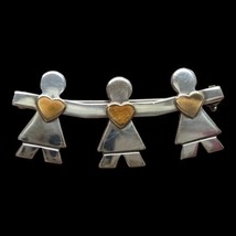 Vintage 925 Sterling Silver MEXICO NALDO Paper Girl Dolls Gold Hearts Br... - £14.00 GBP