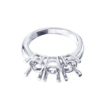 5.2MM Coupe Ronde 3-Stone Simulé Diamant Semi Mont Fiançailles Bague 925 Argent - $69.92