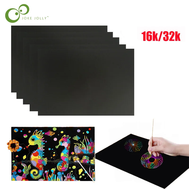 10pcs/set 16K/32K Scratch Art Paper Magic Painting Paper with Drawing Stick For - £8.15 GBP+