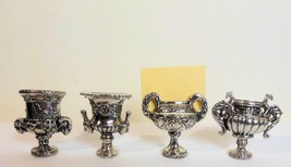 NIB Set of 4 Pewter Classic Urns Place Card Holders with Blank Cards - £9.52 GBP