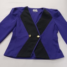 Leslie Fay Petite Collections Women's Purple & Black Blazer Jacket Size 6 image 12