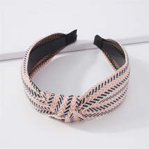 Pink &amp; Navy Herringbone Knot-Accent Hard Headband - $17.99