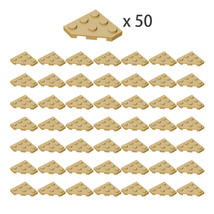 50x Tan Part 2450 Wedge Plate 3x3 Cut Corner Building Pieces Bulk Lot - £7.17 GBP