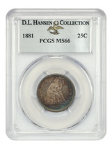 1881 25C PCGS MS66 ex: D.L. Hansen - £2,900.64 GBP