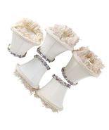 Set of 5 Floral Trim Beige Fabric Tassel Fringe 4&quot; Boudoir Lamp Shades C... - €32,56 EUR