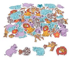 Zoo Animals Monkey Hippo Lion Self Adhesive Foam Shapes Stickers, 100 Count - $12.86