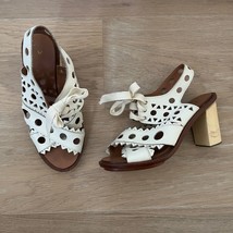 Anthropologie LEIFSDOTTIR Cutout Leather Riika Heeled Sandals Wood Heel ... - $33.99