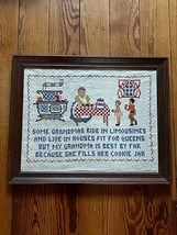 Vintage Cross-Stitch Sampler SOME GRANDMAS RIDE IN LIMOUSINES in Wood Fr... - £18.70 GBP