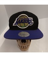 Los Angeles Lakers LA Mitchell &amp; Ness NBA Snapback Hat Adjustable Cap Flat - £20.42 GBP