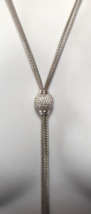 Signed CE &amp; Makers Mark 925 Sterling Silver &amp; CZ Bolo Style Necklace - £59.13 GBP
