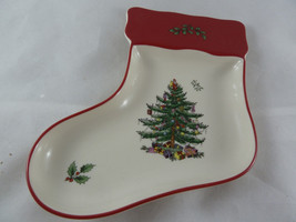 Spode Christmas Tree Stocking Candy Dish Plate 7&quot; Mint with tag - $6.92