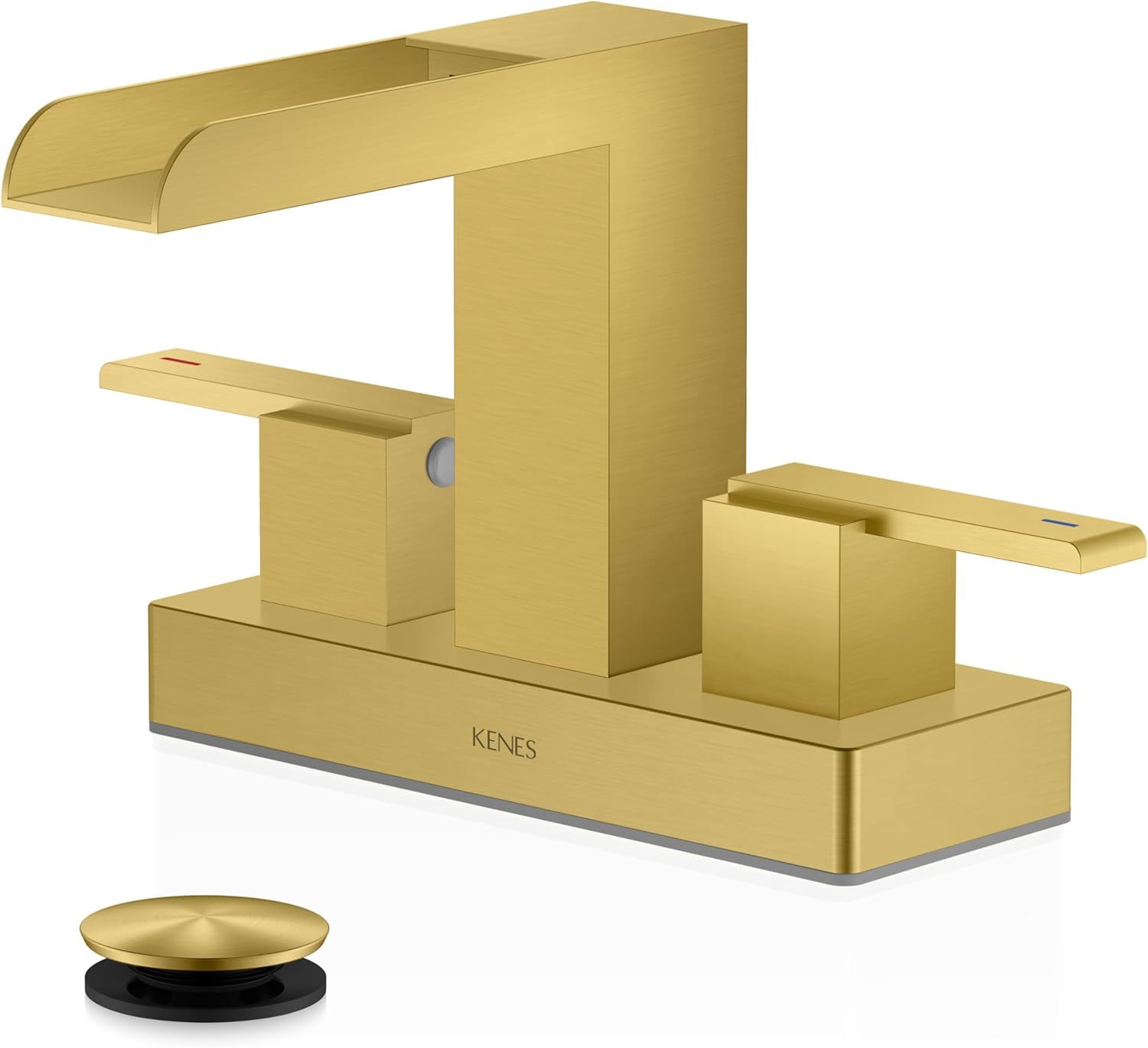 Kenes Brushed Gold Waterfall Bathroom Faucet, Gold Centerset Bathroom Si... - $42.98
