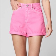 Blank NYC Shorts Womens 29 High rise Mom denim Pink Shock Hot 100 Cotton - $37.62