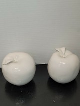Pair Of Apples white Ceramic Glazed Made In Italy - £19.22 GBP