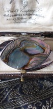 VINTAGE Signed Exquisite Silvertone &amp; Abalone Shell Navette Abstract BROOCH - £37.36 GBP